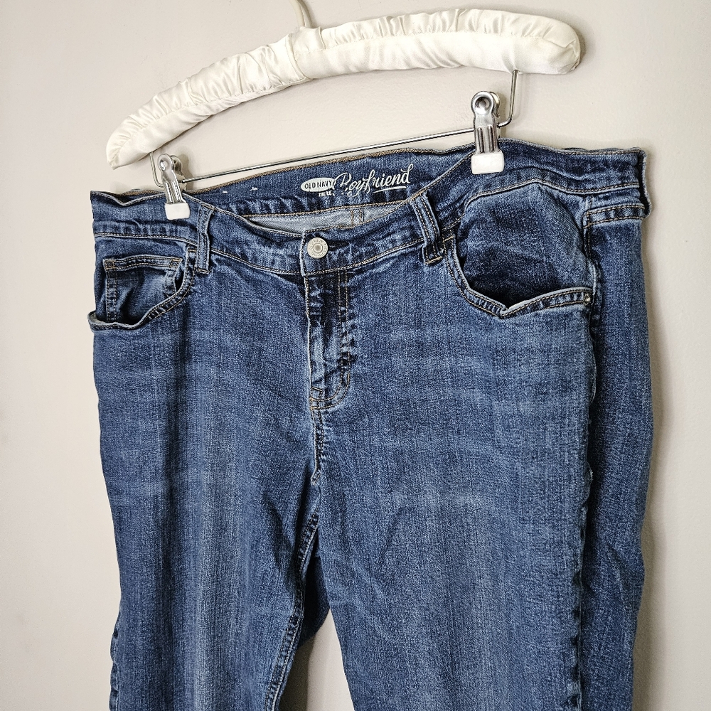 Old Navy Blue Jeans Boyfriend Comfy Straight Cropped Casual Neutral Classic - Picture 2 of 12